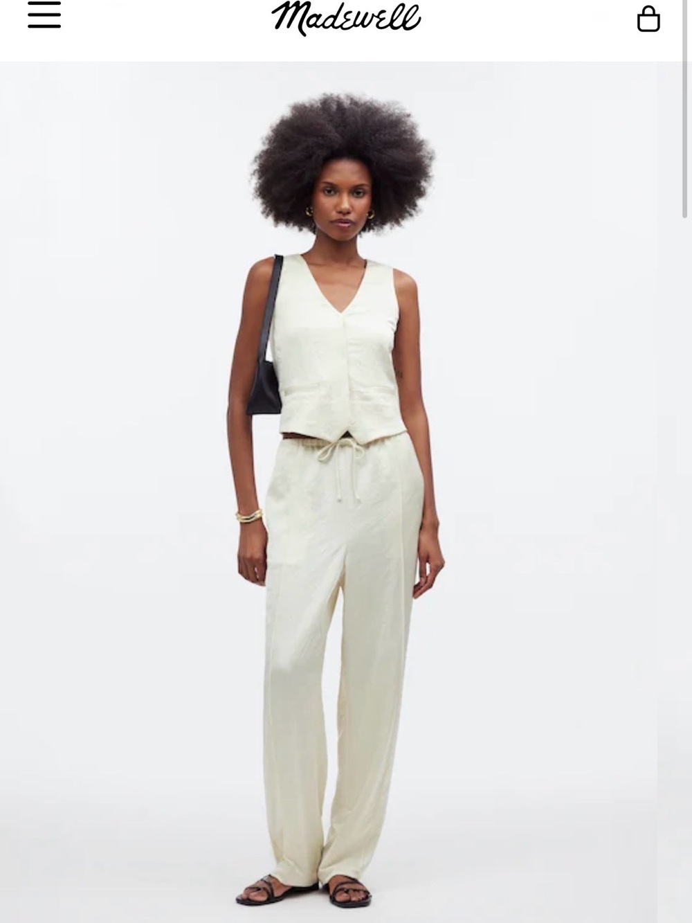✨ Madewell Cream "Cake Batter" Drapey 
Satin Vest - Size 00 ✨